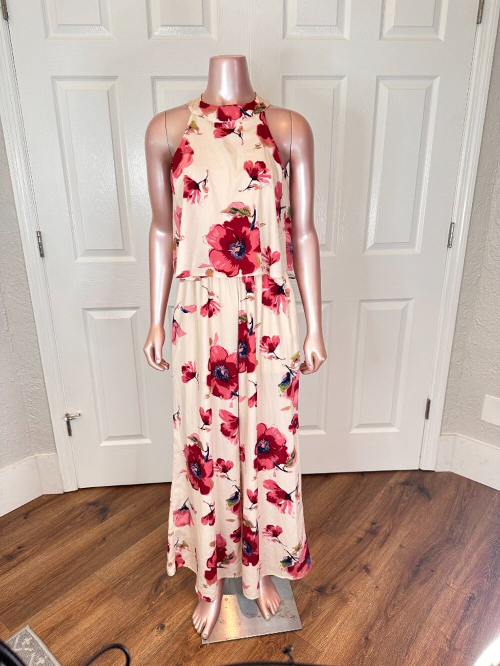 Peach Love California BoHo Floral Wide-Leg Jumpsuit | small | B-1843 - Picture 6 of 16